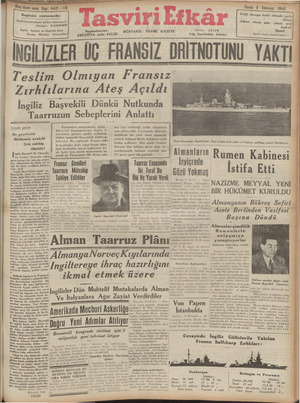 Tasviri Efkar Gazetesi 5 Temmuz 1940 kapağı