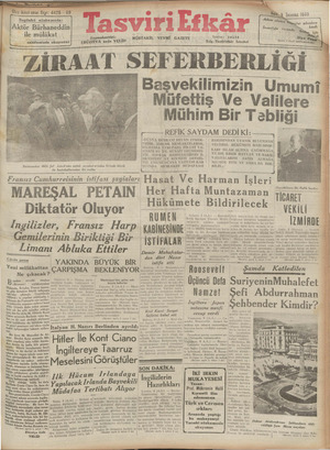 Tasviri Efkar Gazetesi 9 Temmuz 1940 kapağı