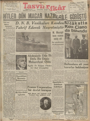 Tasviri Efkar Gazetesi 11 Temmuz 1940 kapağı