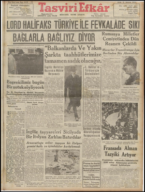 Tasviri Efkar Gazetesi July 12, 1940 kapağı