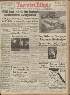 Tasviri Efkar Gazetesi 14 Temmuz 1940 kapağı