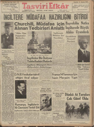 Tasviri Efkar Gazetesi 15 Temmuz 1940 kapağı
