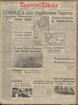 Tasviri Efkar Gazetesi 19 Temmuz 1940 kapağı