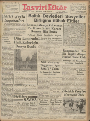 Tasviri Efkar Gazetesi 22 Temmuz 1940 kapağı
