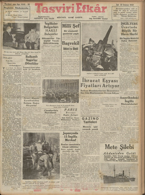 Tasviri Efkar Gazetesi July 30, 1940 kapağı