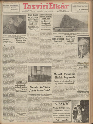 Tasviri Efkar Gazetesi 2 Ağustos 1940 kapağı