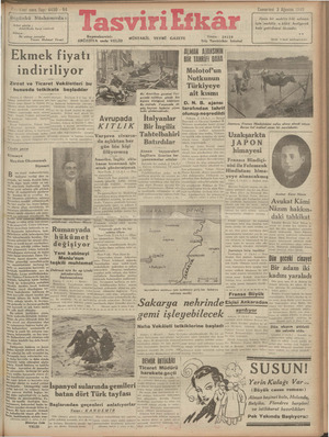 Tasviri Efkar Gazetesi 3 Ağustos 1940 kapağı
