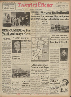Tasviri Efkar Gazetesi August 6, 1940 kapağı
