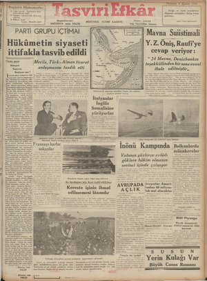 Tasviri Efkar Gazetesi August 8, 1940 kapağı
