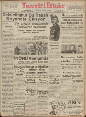Tasviri Efkar Gazetesi 9 Ağustos 1940 kapağı