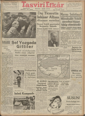 Tasviri Efkar Gazetesi 10 Ağustos 1940 kapağı
