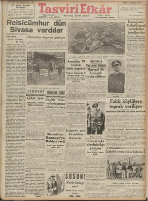 Tasviri Efkar Gazetesi August 11, 1940 kapağı