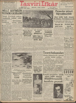Tasviri Efkar Gazetesi 14 Ağustos 1940 kapağı