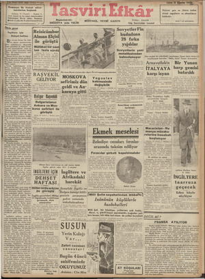 Tasviri Efkar Gazetesi August 16, 1940 kapağı