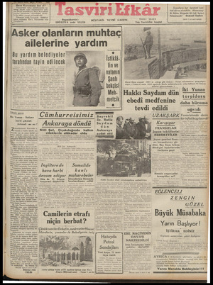 Tasviri Efkar Gazetesi 18 Ağustos 1940 kapağı