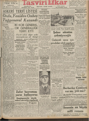 Tasviri Efkar Gazetesi 29 Ağustos 1940 kapağı