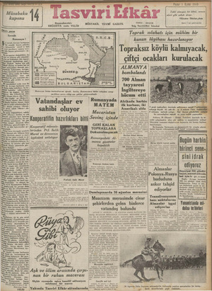 Tasviri Efkar Gazetesi 1 Eylül 1940 kapağı