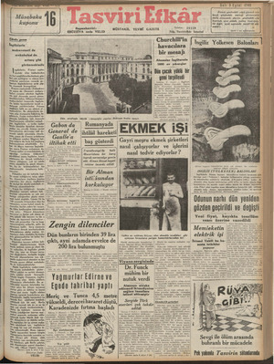 Tasviri Efkar Gazetesi 3 Eylül 1940 kapağı
