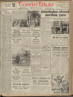 Tasviri Efkar Gazetesi 5 Eylül 1940 kapağı