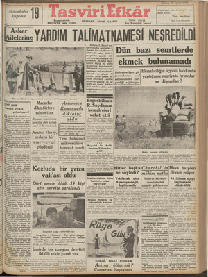 Tasviri Efkar Gazetesi 6 Eylül 1940 kapağı