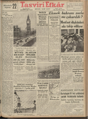 Tasviri Efkar Gazetesi 9 Eylül 1940 kapağı