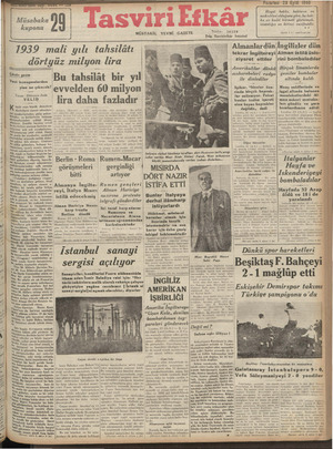 Tasviri Efkar Gazetesi 23 Eylül 1940 kapağı