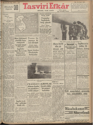 Tasviri Efkar Gazetesi 24 Eylül 1940 kapağı