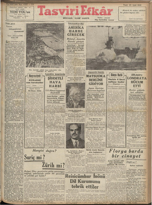 Tasviri Efkar Gazetesi 29 Eylül 1940 kapağı