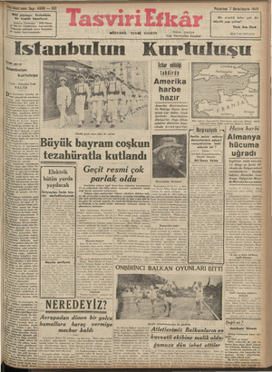 Tasviri Efkar Gazetesi 7 Ekim 1940 kapağı