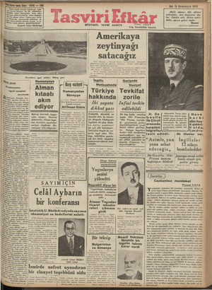 Tasviri Efkar Gazetesi 15 Ekim 1940 kapağı