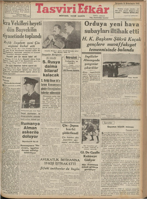 Tasviri Efkar Gazetesi 16 Ekim 1940 kapağı