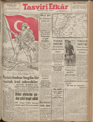 Tasviri Efkar Gazetesi 1 Kasım 1940 kapağı