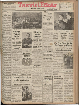 Tasviri Efkar Gazetesi 7 Kasım 1940 kapağı