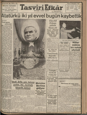 Tasviri Efkar Gazetesi 10 Kasım 1940 kapağı