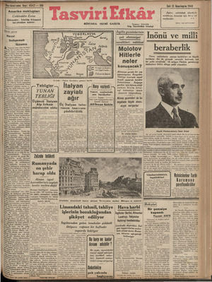 Tasviri Efkar Gazetesi 12 Kasım 1940 kapağı