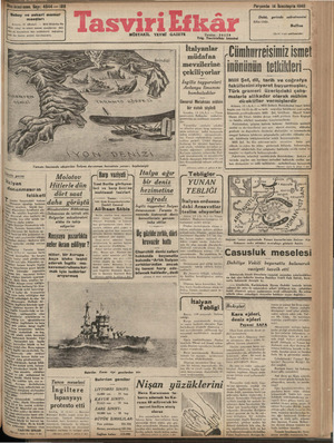 Tasviri Efkar Gazetesi 14 Kasım 1940 kapağı