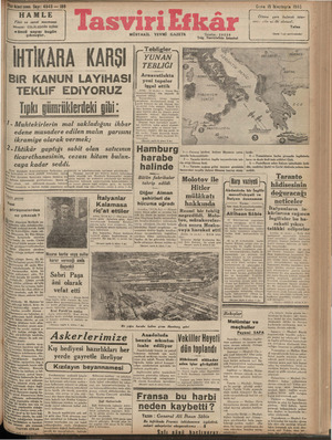 Tasviri Efkar Gazetesi 15 Kasım 1940 kapağı