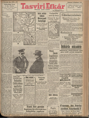 Tasviri Efkar Gazetesi 16 Kasım 1940 kapağı