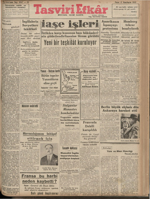 Tasviri Efkar Gazetesi 17 Kasım 1940 kapağı
