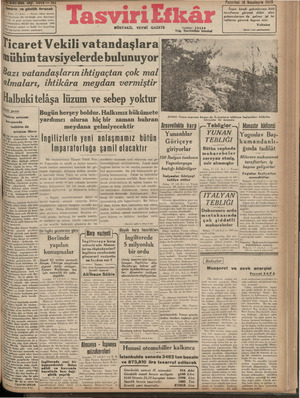 Tasviri Efkar Gazetesi 18 Kasım 1940 kapağı