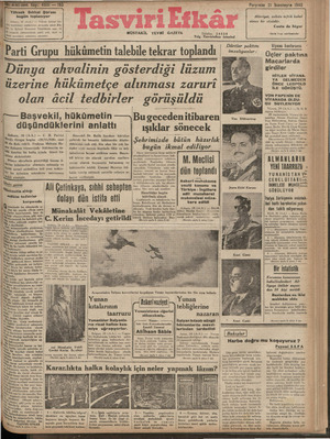 Tasviri Efkar Gazetesi 21 Kasım 1940 kapağı