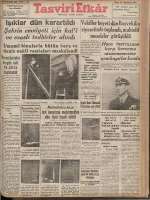 Tasviri Efkar Gazetesi 22 Kasım 1940 kapağı