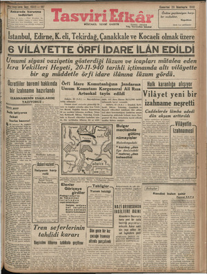 Tasviri Efkar Gazetesi 23 Kasım 1940 kapağı