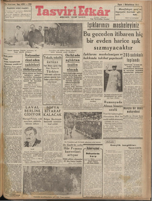 Tasviri Efkar Gazetesi 1 Aralık 1940 kapağı