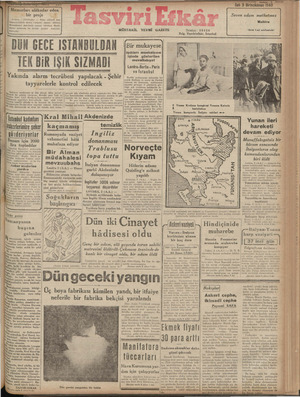 Tasviri Efkar Gazetesi 3 Aralık 1940 kapağı