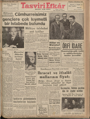 Tasviri Efkar Gazetesi 5 Aralık 1940 kapağı