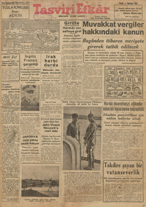 Tasviri Efkar Gazetesi 1 Haziran 1941 kapağı