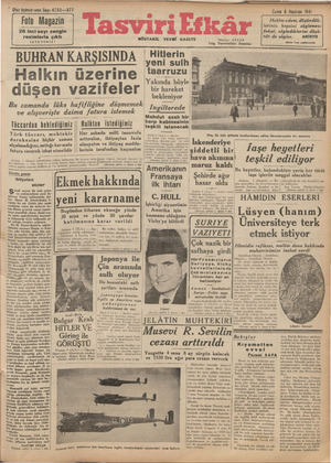 Tasviri Efkar Gazetesi 6 Haziran 1941 kapağı