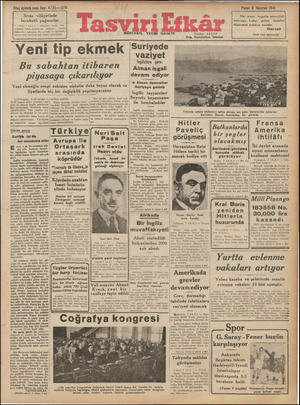 Tasviri Efkar Gazetesi 8 Haziran 1941 kapağı