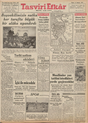 Tasviri Efkar Gazetesi 6 Temmuz 1941 kapağı